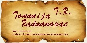 Tomanija Radmanovac vizit kartica
